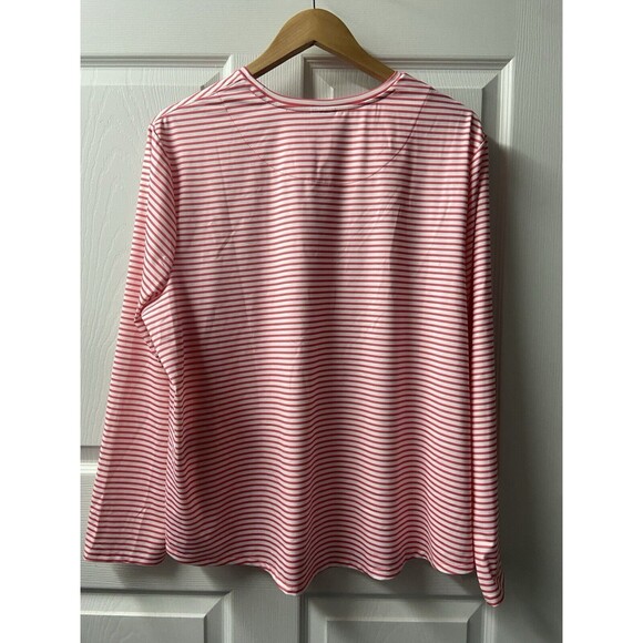 Chicos 4 T-shirt Womens XL Candy Striped Red White Long Sleeved Top Christmas - Picture 2 of 8